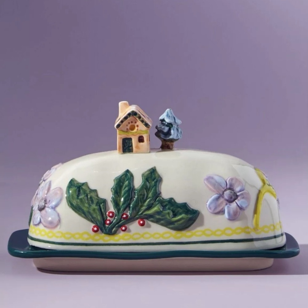 ANTHROPOLOGIE Nathalie Lete Cottage Butter Dish. New
